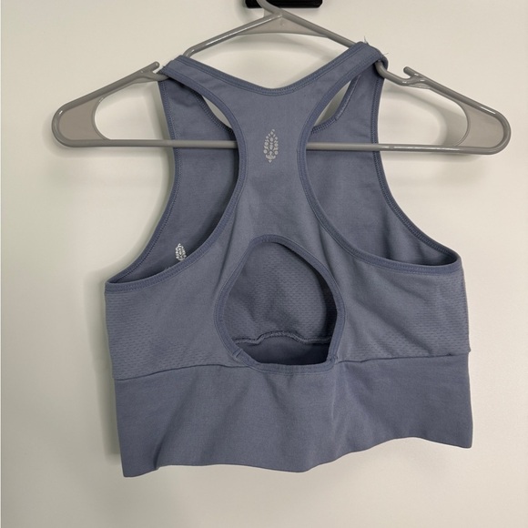 Free People Movement M/L Cropped Tank High Neck Athleisure Top Slate Blue - Picture 2 of 4